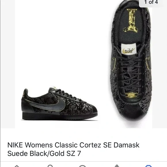 Authentic Black velvet Nike Cortez w/ gold size 7 New in box - Picture 2 of 15
